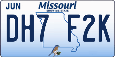 MO license plate DH7F2K