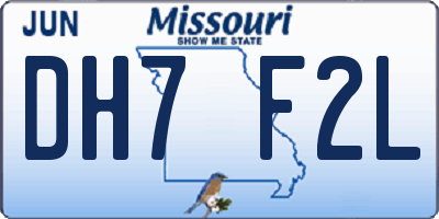 MO license plate DH7F2L