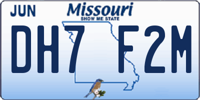 MO license plate DH7F2M