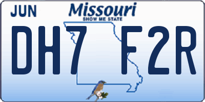 MO license plate DH7F2R