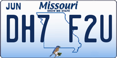 MO license plate DH7F2U