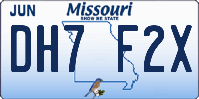 MO license plate DH7F2X