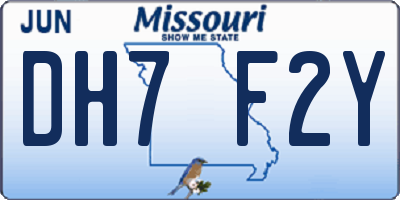 MO license plate DH7F2Y