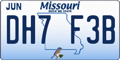 MO license plate DH7F3B