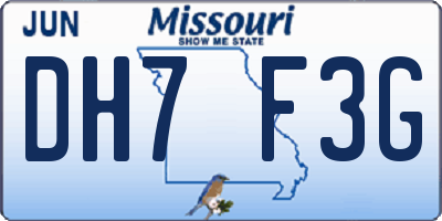 MO license plate DH7F3G