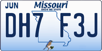 MO license plate DH7F3J