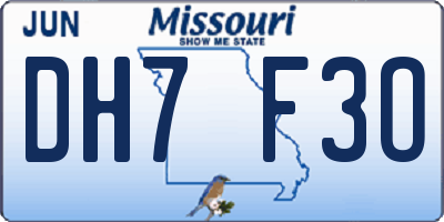 MO license plate DH7F3O