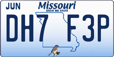 MO license plate DH7F3P