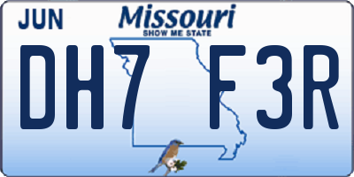 MO license plate DH7F3R