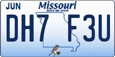 MO license plate DH7F3U