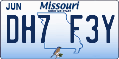 MO license plate DH7F3Y