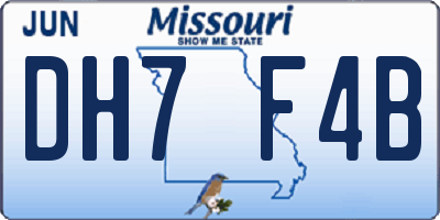 MO license plate DH7F4B