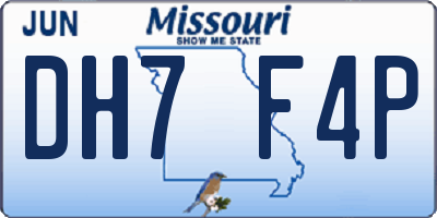 MO license plate DH7F4P