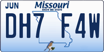 MO license plate DH7F4W