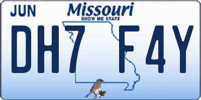 MO license plate DH7F4Y