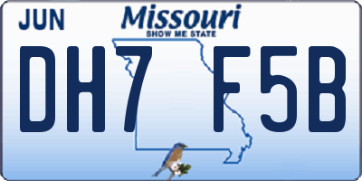 MO license plate DH7F5B