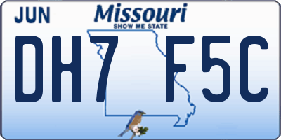MO license plate DH7F5C