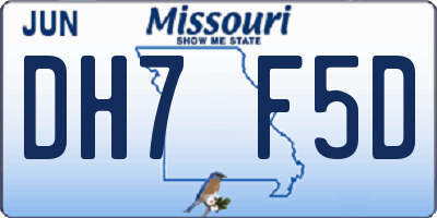 MO license plate DH7F5D