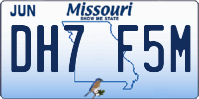 MO license plate DH7F5M