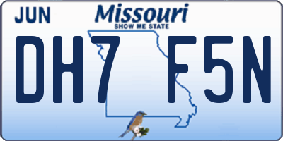 MO license plate DH7F5N