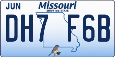 MO license plate DH7F6B