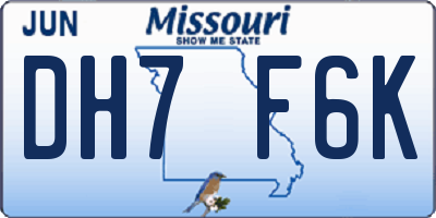 MO license plate DH7F6K