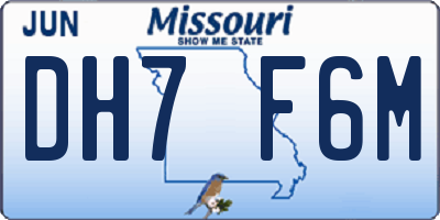 MO license plate DH7F6M