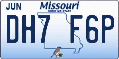 MO license plate DH7F6P