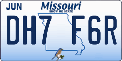 MO license plate DH7F6R
