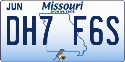 MO license plate DH7F6S
