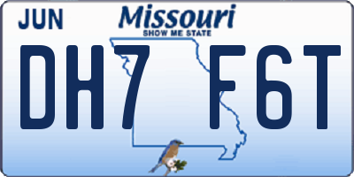MO license plate DH7F6T