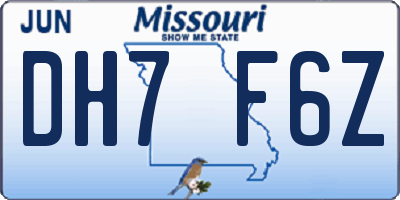 MO license plate DH7F6Z