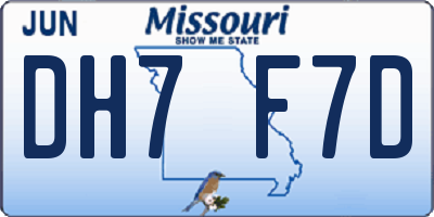 MO license plate DH7F7D
