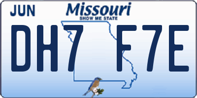 MO license plate DH7F7E