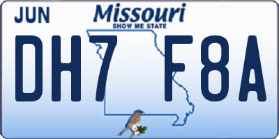 MO license plate DH7F8A