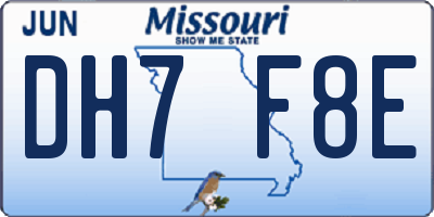 MO license plate DH7F8E