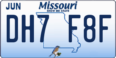 MO license plate DH7F8F