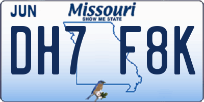 MO license plate DH7F8K