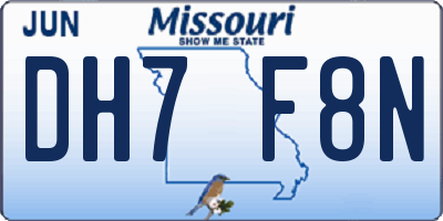 MO license plate DH7F8N