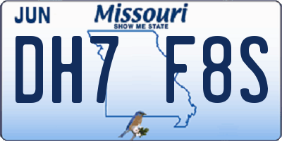 MO license plate DH7F8S
