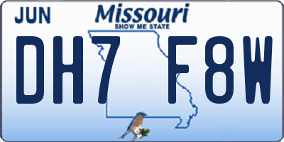 MO license plate DH7F8W
