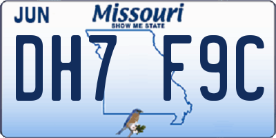 MO license plate DH7F9C