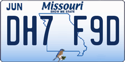 MO license plate DH7F9D