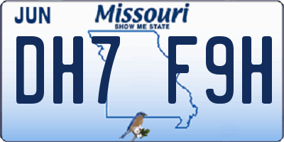 MO license plate DH7F9H