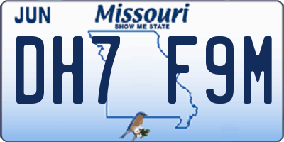 MO license plate DH7F9M