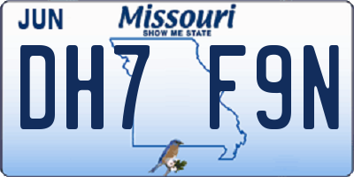 MO license plate DH7F9N