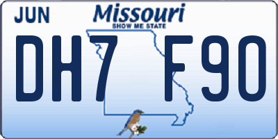 MO license plate DH7F9O