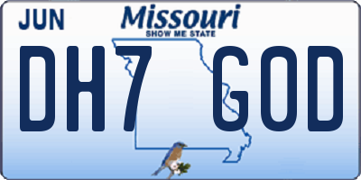 MO license plate DH7G0D