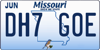 MO license plate DH7G0E