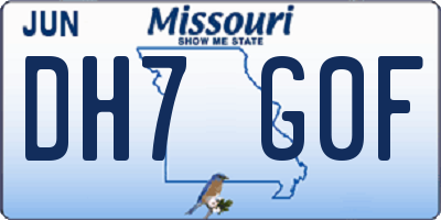 MO license plate DH7G0F